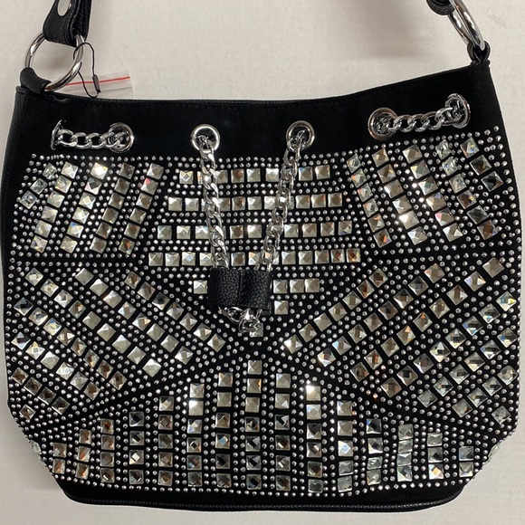 Rhinestone Bling Boho Bucket Bag - Picture 2 of 6